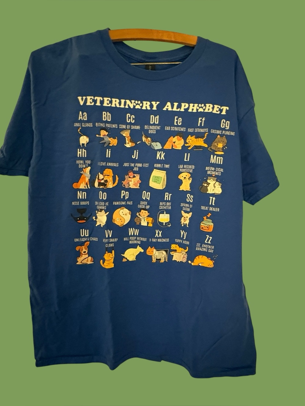 Veterinary Medicine Alphabet Vet Blue Graphic T-Shirt Tee L